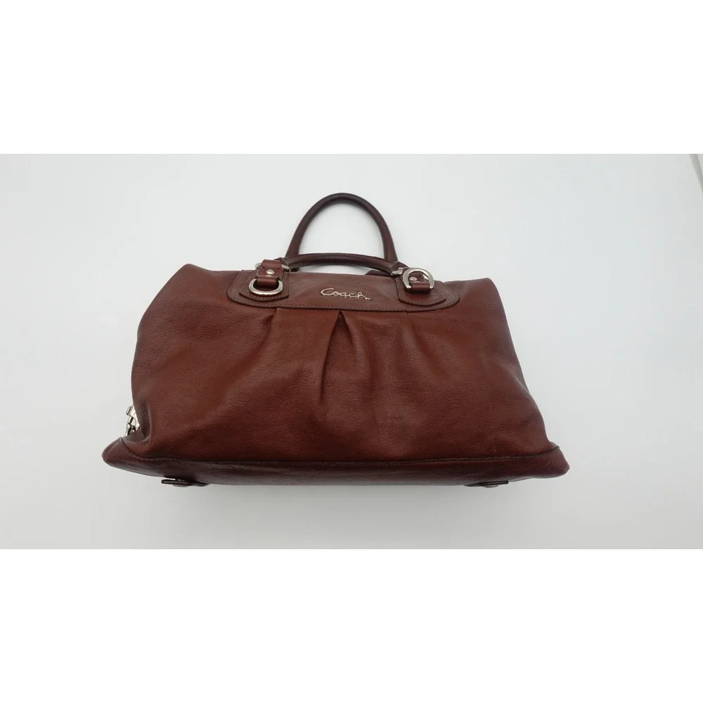 Brown COACH Leather Purse Shoulder Bag With  Pockets & 2 Handles